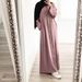 Verve New Muslim Women's Clothing Kaftan Stitching Edging Sequined Dress Solid Color Chiffon Robe_ecoleips.com