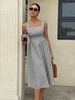 French Style Slim Waist Sleeveless Halter Neck Long Dress Color Block Striped Casual Fashion For Women_ecoleips.com