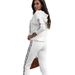Women's Gold Gradient Letter Print Hoodie And Pants Set Spring Summer Outfit White S-XXL_ecoleips.com