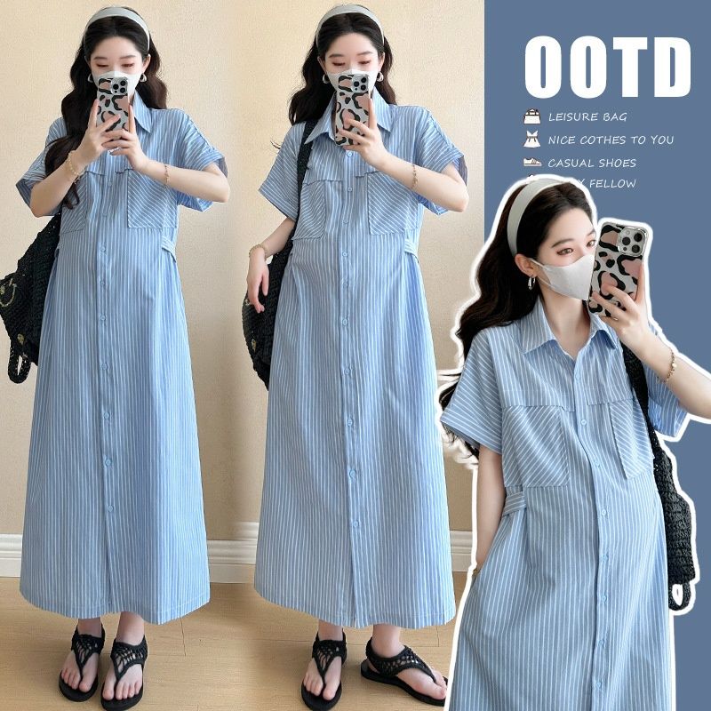 Wear Summer New Striped Maternity Dress_ecoleips.com