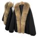 girl Girl Fashion New Oversized Raccoon Collar Fur Duck Parka Women's Short Loose Wide Version Warm Down Jacket_ecoleips.com