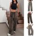 Street Style Low-Rise Relaxed Fit Straight Leg Pants With Leopard Print, Summer Casual Wide Leg Trousers For Women_ecoleips.com