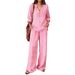 New Women's Long Sleeved Solid Color Two Piece Set Loose Casual Style for European American Independent Websites_ecoleips.com