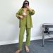 Women's Casual Long Sleeve Shirt & Pants Set - Comfortable Polyester Office Wear, Loose Fit Two-Piece Outfit For Spring & Fall_ecoleips.com