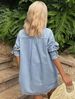 K New European And American Loose Collar Denim Shirt With Rolled Edge Shorts Two-piece Set For Women's Casual Wear_ecoleips.com