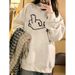 Women's Korean Style High Street Thick Pullover Sweatshirt Fleece Lined Crew Neck Print Loose Fit Trendy Autumn/Winter_ecoleips.com