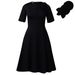 Elegant round Neck Short Sleeve A-Line Dress for Women Versatile Breathable Polyester Blend Work Casual Wear_ecoleips.com