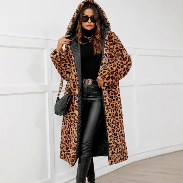 Leopard Print Faux Fur Coat – Winter Hooded Long Coat, Plush Warm Women’s Jacket (S-XXXL)_ecoleips.com