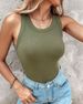 K New Style With Bra Round Neck Solid Color Vest, Female Sexy Base, Inner And Outer Tops_ecoleips.com