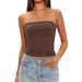 2025 Cross-Border Hot-Selling Women's Strapless Tank Top, Off-Shoulder, Versatile For Layering Or Wearing Alone,_ecoleips.com