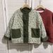 girl Winter Retro Corduroy Quilted Reversible Warm Jacket For Women Loose Fit Versatile Petite Cotton Coat_ecoleips.com