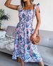 Clearance Sale: New Spring/Summer European And American Sleeveless Tie-Strap Printed Midi Dress For Vacation,_ecoleips.com
