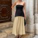 Women's Clothing New Arrivals Contrast Color Hot Sleeveless Cotton And Linen Sexy Tube Top Slimming Mid Waist Pleated Two Piece Set For Women_ecoleips.com