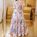 Foreign Trade Women's European And American Cross-Border New Style Sexy Fashion Off-Shoulder Floral Long Dress_ecoleips.com