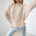 Women's Batwing Sleeve Knit Sweater - Semi-High Neck Long Sleeve Pullover, Soft Stretch Comfy Loose Fit, Casual Tunic Top (Multiple Colors)_ecoleips.com