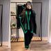Women's Modal Knit Three-Piece Set – Oversized Cape Top & Wide-Leg Pants (One Size, Geometric Print, Minimalist Chic)_ecoleips.com