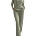 Cozy Ribbed Lounge Set – Oversized V-Neck Top & Straight-Leg Pants, Relaxed Two-Piece Outfit For Women (Fall/Winter Edition)_ecoleips.com