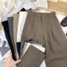 Women's High-Waisted Dress Pants, Straight Leg Trousers With Flowy Drape, Casual Office Pants For Comfort_ecoleips.com