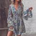 2024 European American Cross-border Autumn And Winter New Fashion Elegant Women's Paisley Print V-neck Bell-sleeve Dress_ecoleips.com