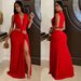 Women's Clothing Sleeveless Deep V Slit Dress New_ecoleips.com