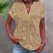 Women's Clothing Summer Casual Solid Color V Neck Short Sleeve Shirt High-Quality Materia_ecoleips.com