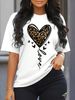 European And American Cross-border Foreign Trade Women's Leopard Print Heart-shaped Round Neck Printed Short-sleeve_ecoleips.com