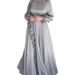 Elegant One-Sided Ruffle Long Dress With Petal Sleeves – Sea Blue / Silvery / Graphite (S-XL)_ecoleips.com