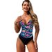 Women's Sexy V Neck One Piece Swimsuit Tummy Covering European American Style 2026 New Swimwear_ecoleips.com