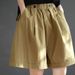 Women's Clothing Pure Cotton Six Color Shorts Large Size Loose Summer Retro Solid Color Wide Leg Overalls Elastic Versatile Shorts_ecoleips.com
