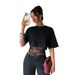 Summer Holiday Two Piece Lace Trimmed Slim Fit Hollow Out Sexy Short Sleeved Women's T Shirt Top_ecoleips.com