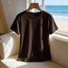 Women's Clothing Women's Casual Round Neck Short Sleeve T-Shirt Multi-Color Style Simple Stylish Sports Top Solid Color Loose Fit_ecoleips.com