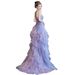 Purple Strapless Evening Gown Ethereal Luxurious Princess Style Dress For Engagements Runway Shows Women's Party Wear_ecoleips.com