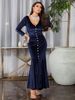 Women's New Temperament Slim Sexy Chest High Waist Diamond Button Velvet Dress Dress_ecoleips.com