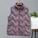 Women's Korean-style Vest, Warm Loose-fitting, With A Stand-up Collar, Simple Design, Suitable For Autumn And Winter,_ecoleips.com