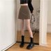 Brown Split Suit Women, High Waist Bodycon Short Half Skirt, Pencil Skirt For Summer_ecoleips.com
