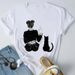 European And American Cross-border Foreign Trade Clothing Cute Cartoon Cat Round-neck Printed Women's Short-sleeve_ecoleips.com