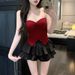 Summer Outfit For Women With Chest Pads, Strapless Top, High-Waisted Pleated Skirt, Sweet And Fresh Style,_ecoleips.com
