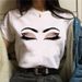 Euroean And American Cross-border Foreign Trade Clothing, Sexy Eyelash Rint Round-neck Short-sleeve Women's T-shirt_ecoleips.com