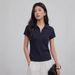 V-neck Polo Shirt With A New Stylish Design, Slimming Solid Color Women's T-shirt, Casual Fashionable, Versatile And_ecoleips.com