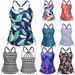 European American Style Women's Conservative Vest Swimsuit Round Neck Bikini Print Swimwear For Ages 16-45_ecoleips.com