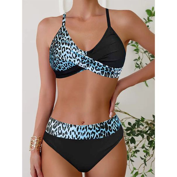 Large Size Printed Bikini Women's Sports Swimsuit Split Design For Summer Vacation_ecoleips.com