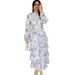 2026 Spring European And American Foreign Trade Elegant Lace-Up Floral Stand Collar Long Buttoned Charming Dress_ecoleips.com