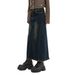 Amaz Cross-Border 2025 New Trendy Retro Slit A-Line Denim Skirt For Women, High-Waisted, Pear-Shaped Body, Autumn_ecoleips.com