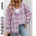 Women's Clothing Casual Hooded Plaid Shirt Jacket With Color Block Design - Stylish & Comfortable Long Sleeve Top For Streetwear & Everyday Wear_ecoleips.com