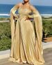 Women's Clothing Autumn And Winter Sexy Pleated Off Shoulder Banquet Dress Long Skirt_ecoleips.com