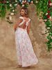 European And American Women's Fashion Cross-Border New Sexy Floral Backless Deep V-Neck Maternity Dress_ecoleips.com
