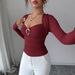 European And American Cross-border 2026 Spring New Style Women's Top With Irregular Metal Buckle Decoration,_ecoleips.com