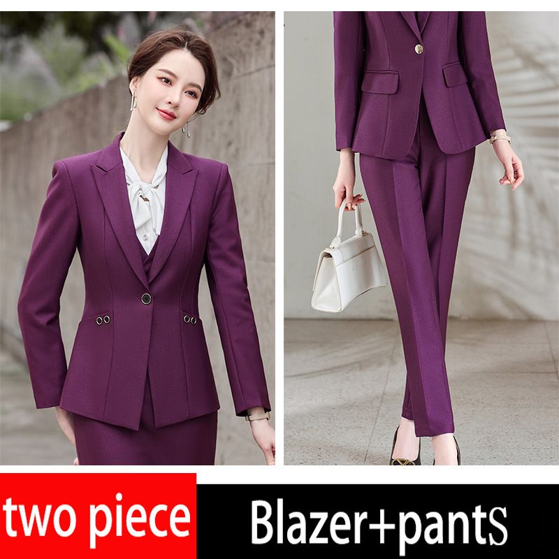 Women's Premium Tailcoat Blazer And Pants Set Slim Fit Stretch Business Office Suit Comfort_ecoleips.com