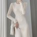 K Fish Tail Knitted Dress For Women Over Knee Midi Length Base Layer Slim Fitting Winter With Coat._ecoleips.com