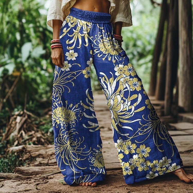 3D Printed Wide-Leg Pants For Women – Bohemian Style Loose Fit Palazzo Pants With Vibrant Patterns (M-5XL)_ecoleips.com